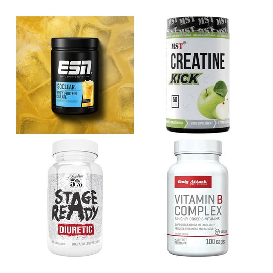 Wettkampfvorbereitung: ESN ISOCLEAR + MST Creatine + 2 weitere – alle enthaltenen Artikel