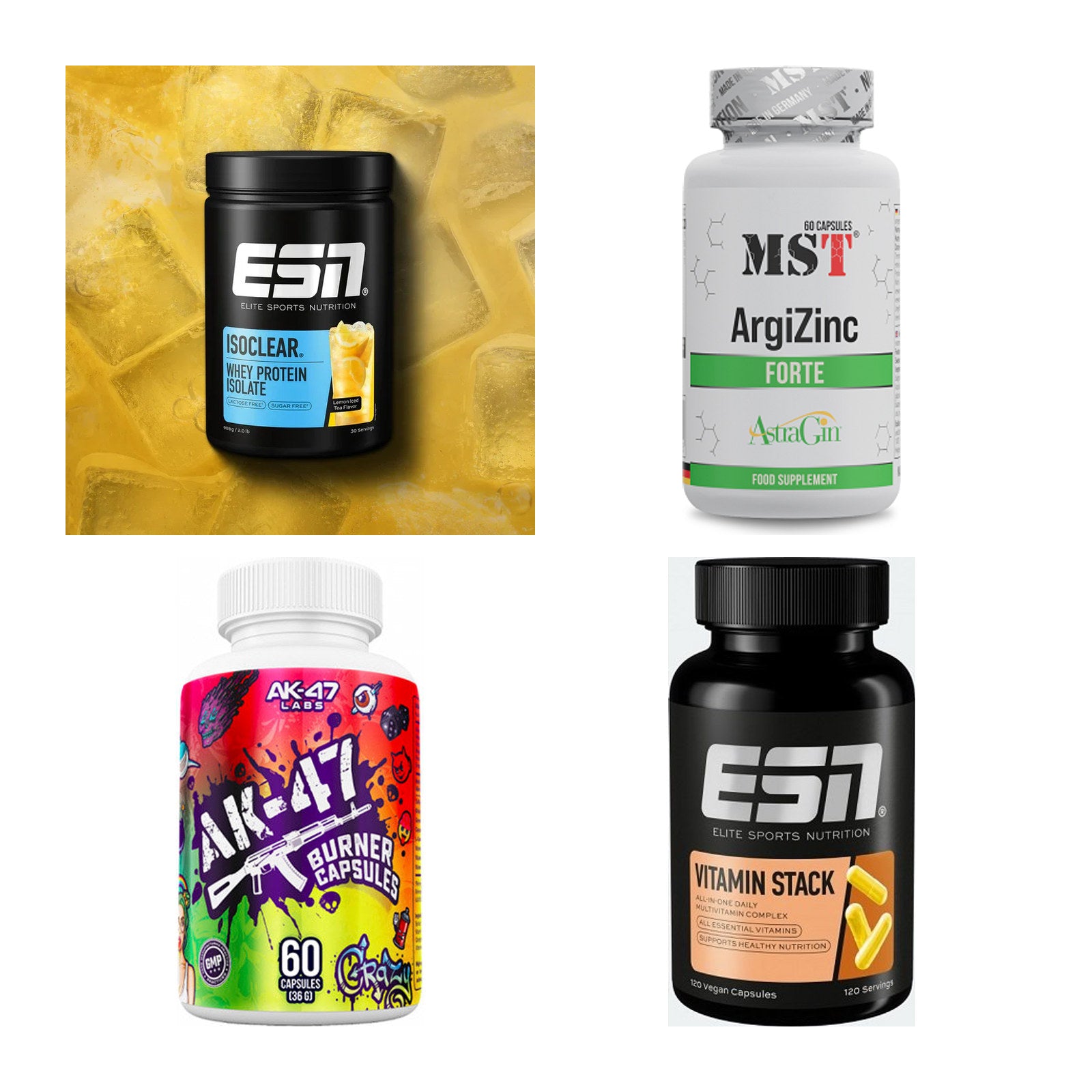 Wettkampfvorbereitung: ESN ISOCLEAR + MST ArgiZinc + 2 weitere – alle enthaltenen Artikel