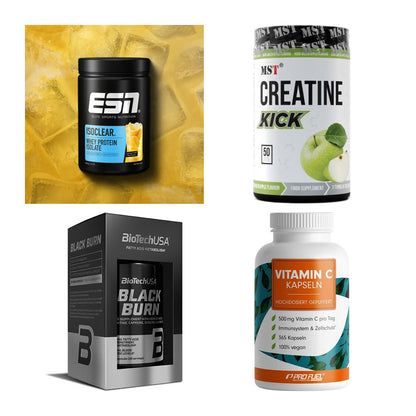 Wettkampfvorbereitung: ESN ISOCLEAR + MST Creatine + 2 weitere – alle enthaltenen Artikel