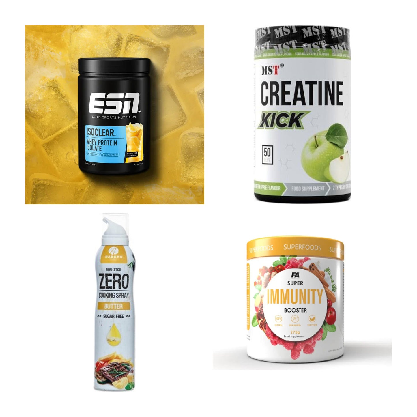 Wettkampfvorbereitung: ESN ISOCLEAR + MST Creatine + 2 weitere – alle enthaltenen Artikel