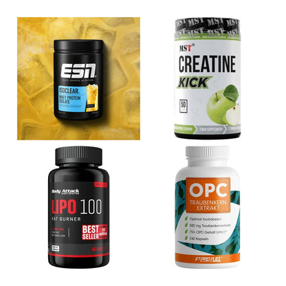 Wettkampfvorbereitung: ESN ISOCLEAR + MST Creatine + 2 weitere – alle enthaltenen Artikel