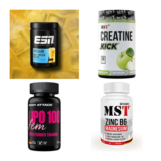 Wettkampfvorbereitung: ESN ISOCLEAR + MST Creatine + 2 weitere – alle enthaltenen Artikel