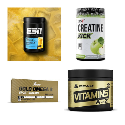 Wettkampfvorbereitung: ESN ISOCLEAR + MST Creatine + 2 weitere – alle enthaltenen Artikel