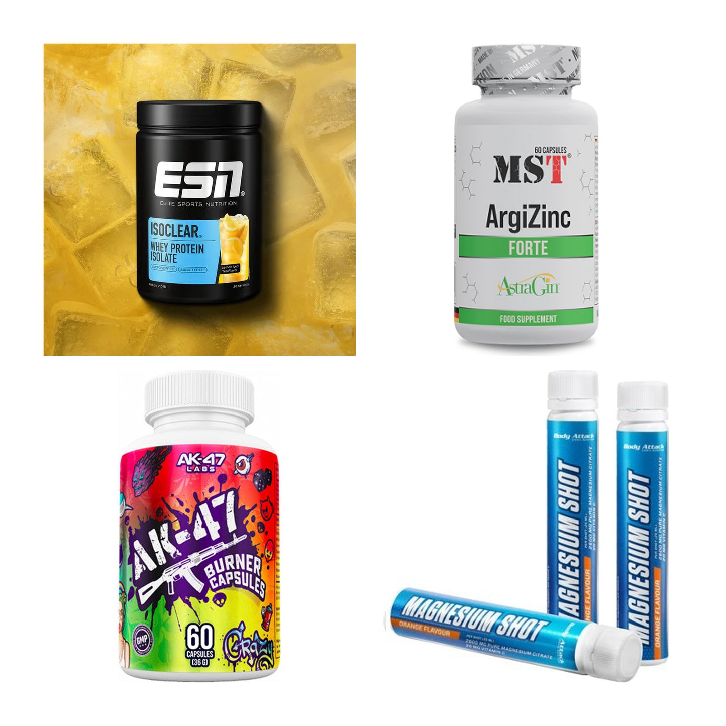 Wettkampfvorbereitung: ESN ISOCLEAR + MST ArgiZinc + 2 weitere – alle enthaltenen Artikel