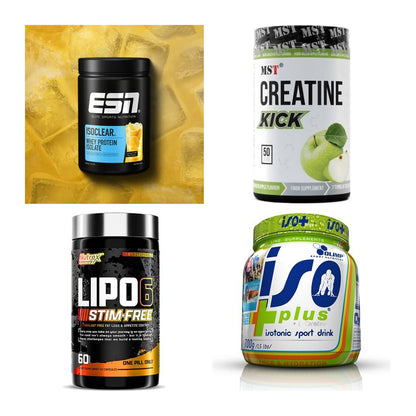 Wettkampfvorbereitung: ESN ISOCLEAR + MST Creatine + 2 weitere – alle enthaltenen Artikel