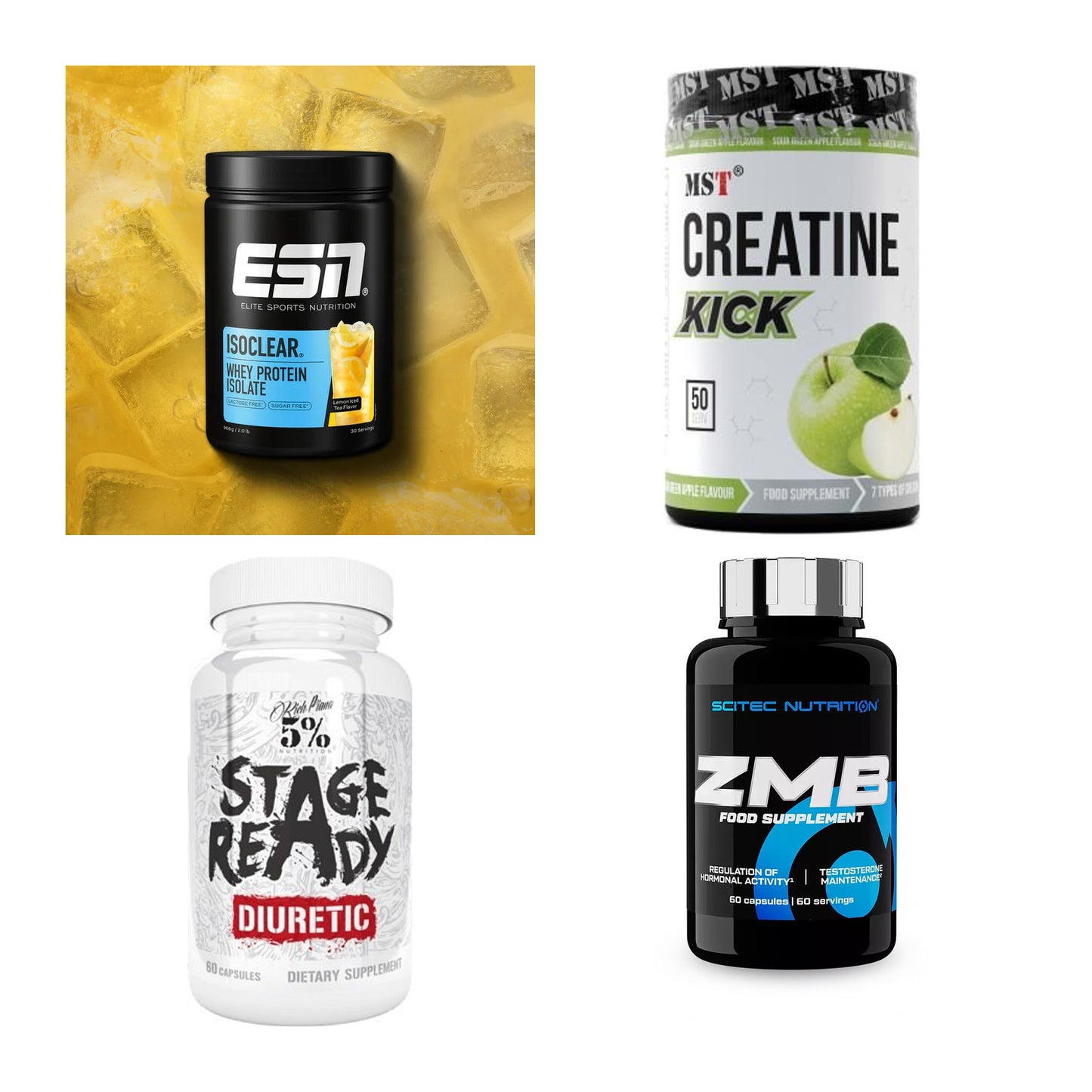 Wettkampfvorbereitung: ESN ISOCLEAR + MST Creatine + 2 weitere – alle enthaltenen Artikel