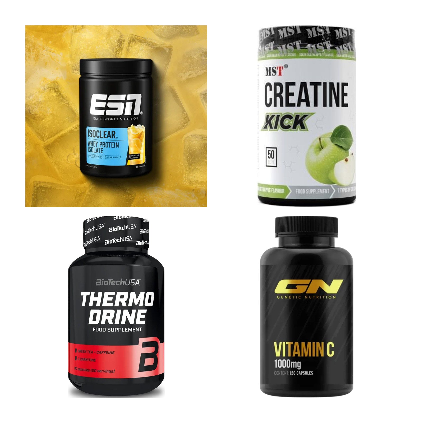 Wettkampfvorbereitung: ESN ISOCLEAR + MST Creatine + 2 weitere – alle enthaltenen Artikel