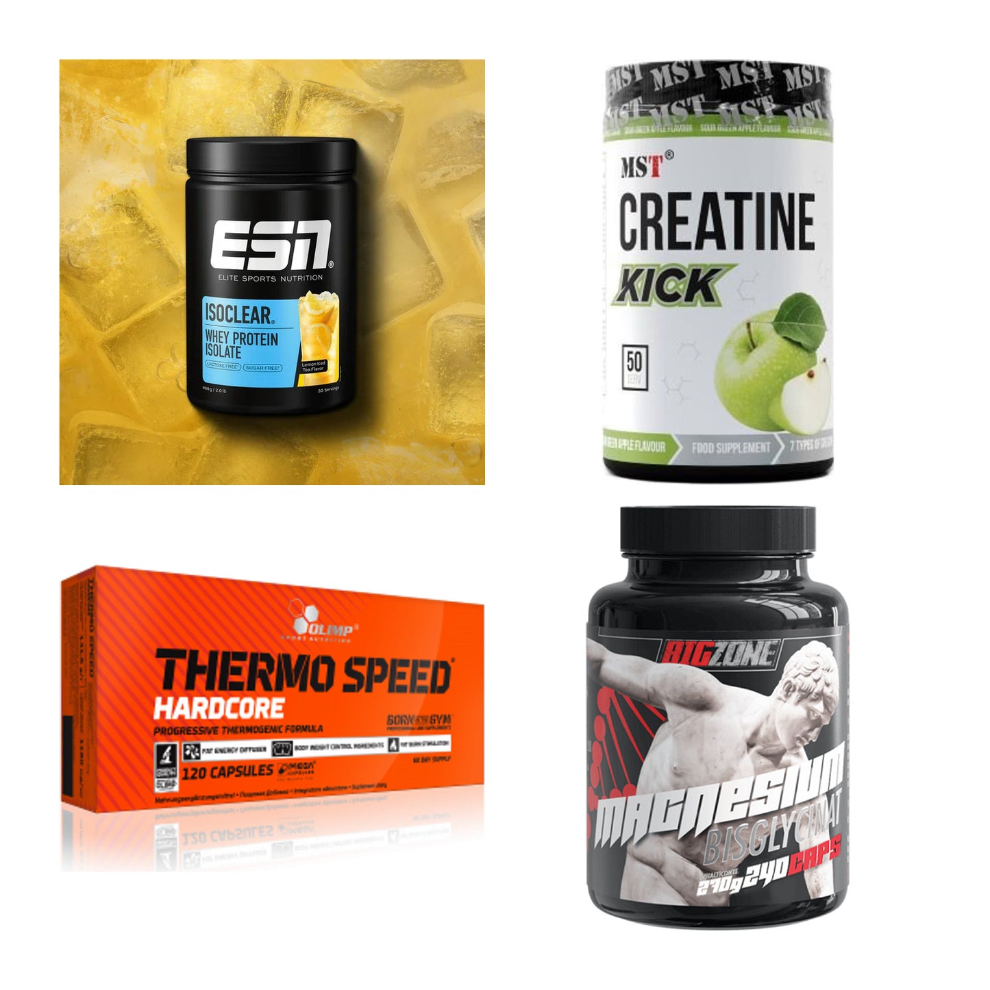 Wettkampfvorbereitung: ESN ISOCLEAR + MST Creatine + 2 weitere – alle enthaltenen Artikel