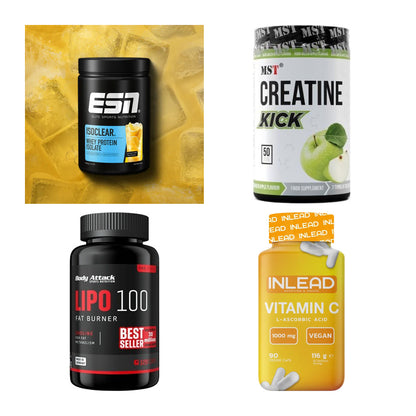 Wettkampfvorbereitung: ESN ISOCLEAR + MST Creatine + 2 weitere – alle enthaltenen Artikel