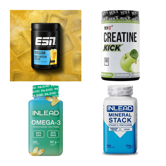 Wettkampfvorbereitung: ESN ISOCLEAR + MST Creatine + 2 weitere – alle enthaltenen Artikel
