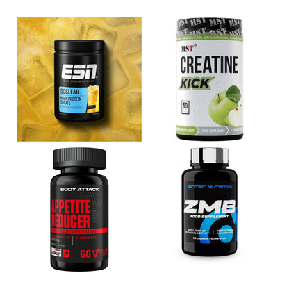 Wettkampfvorbereitung: ESN ISOCLEAR + MST Creatine + 2 weitere – alle enthaltenen Artikel