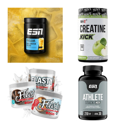 Wettkampfvorbereitung: ESN ISOCLEAR + MST Creatine + 2 weitere – alle enthaltenen Artikel