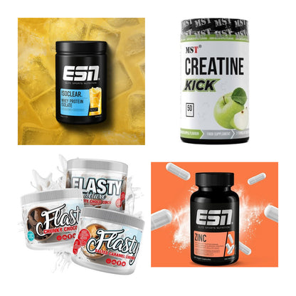 Wettkampfvorbereitung: ESN ISOCLEAR + MST Creatine + 2 weitere – alle enthaltenen Artikel
