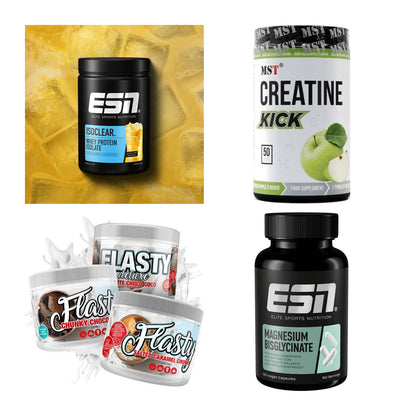 Wettkampfvorbereitung: ESN ISOCLEAR + MST Creatine + 2 weitere – alle enthaltenen Artikel
