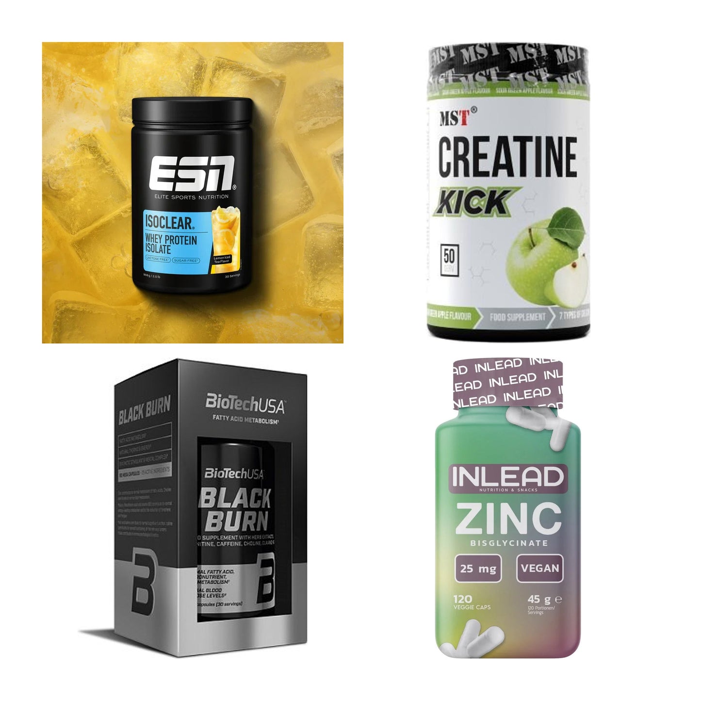 Wettkampfvorbereitung: ESN ISOCLEAR + MST Creatine + 2 weitere – alle enthaltenen Artikel