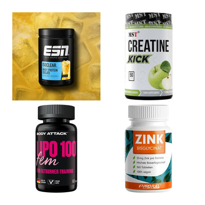 Wettkampfvorbereitung: ESN ISOCLEAR + MST Creatine + 2 weitere – alle enthaltenen Artikel