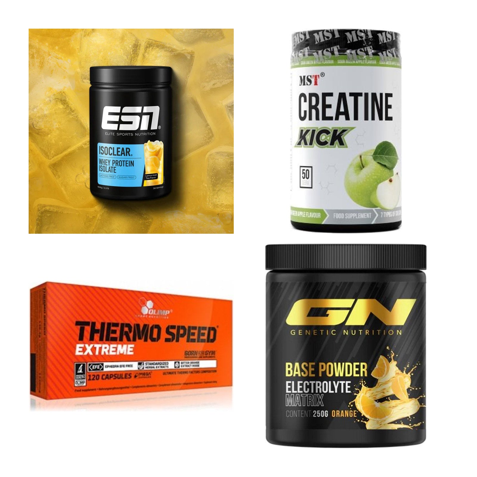 Wettkampfvorbereitung: ESN ISOCLEAR + MST Creatine + 2 weitere – alle enthaltenen Artikel