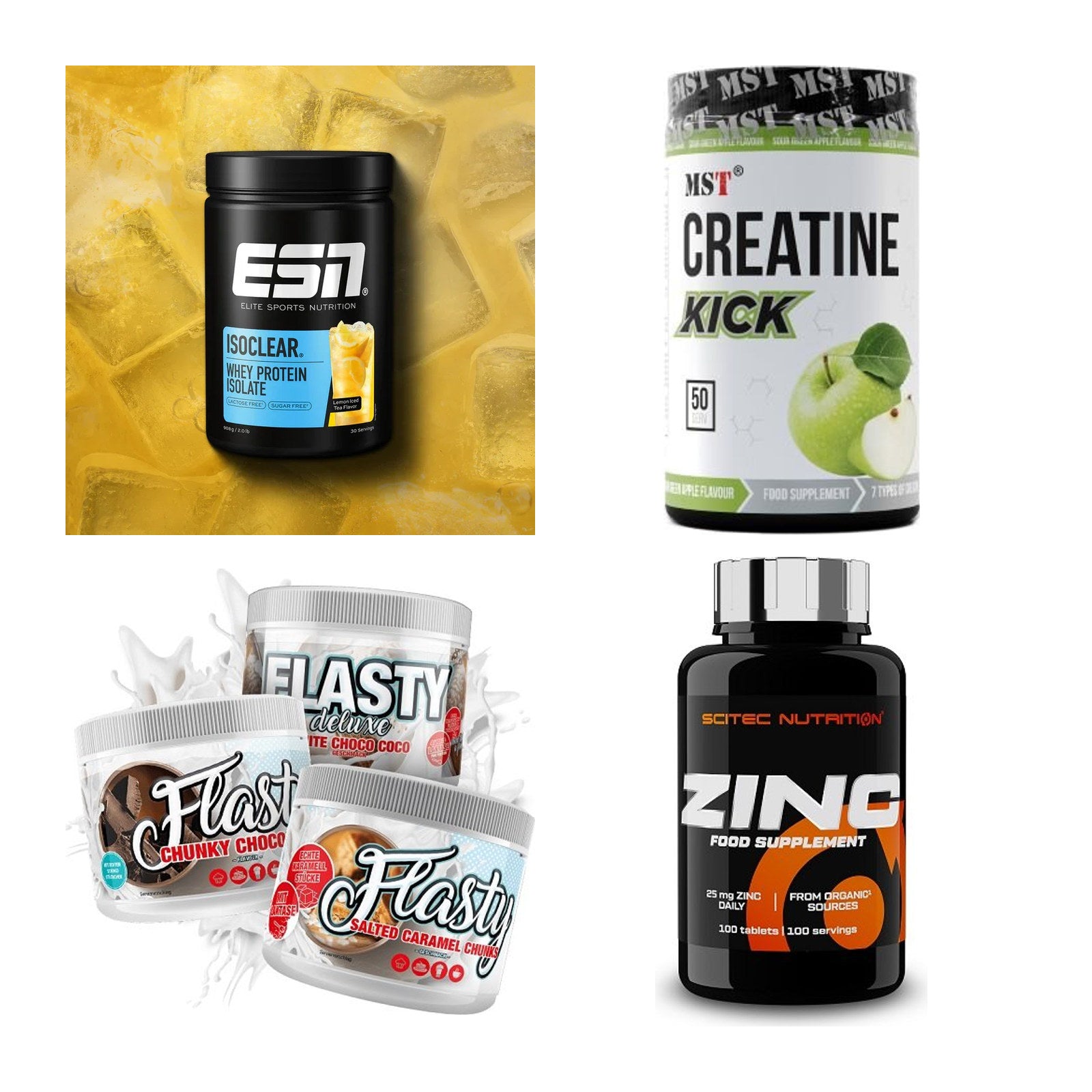 Wettkampfvorbereitung: ESN ISOCLEAR + MST Creatine + 2 weitere – alle enthaltenen Artikel