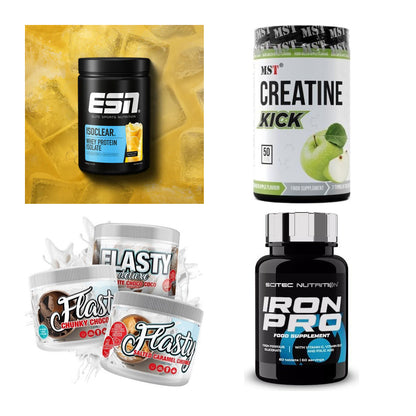 Wettkampfvorbereitung: ESN ISOCLEAR + MST Creatine + 2 weitere – alle enthaltenen Artikel