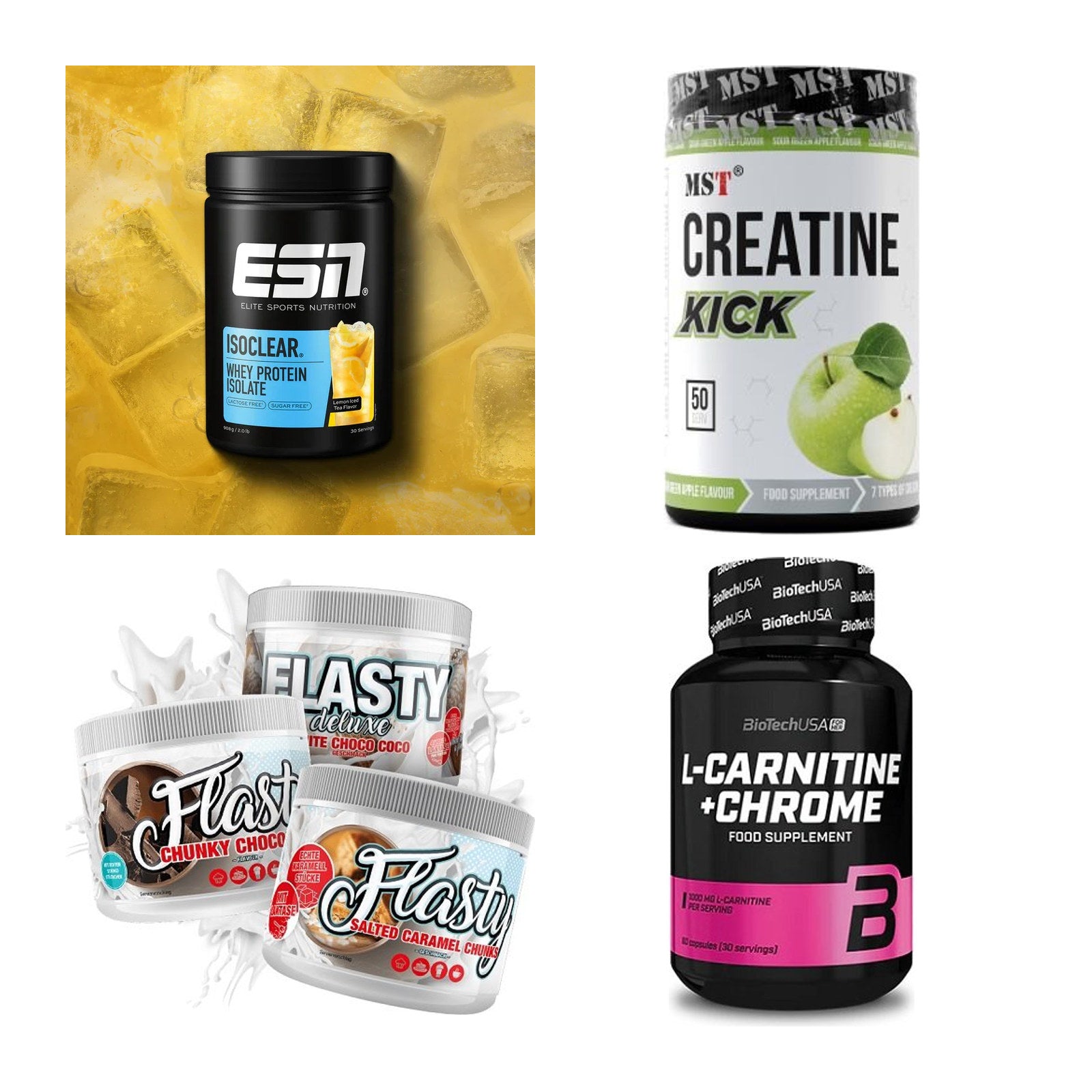 Wettkampfvorbereitung: ESN ISOCLEAR + MST Creatine + 2 weitere – alle enthaltenen Artikel