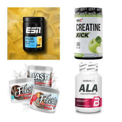 Wettkampfvorbereitung: ESN ISOCLEAR + MST Creatine + 2 weitere – alle enthaltenen Artikel