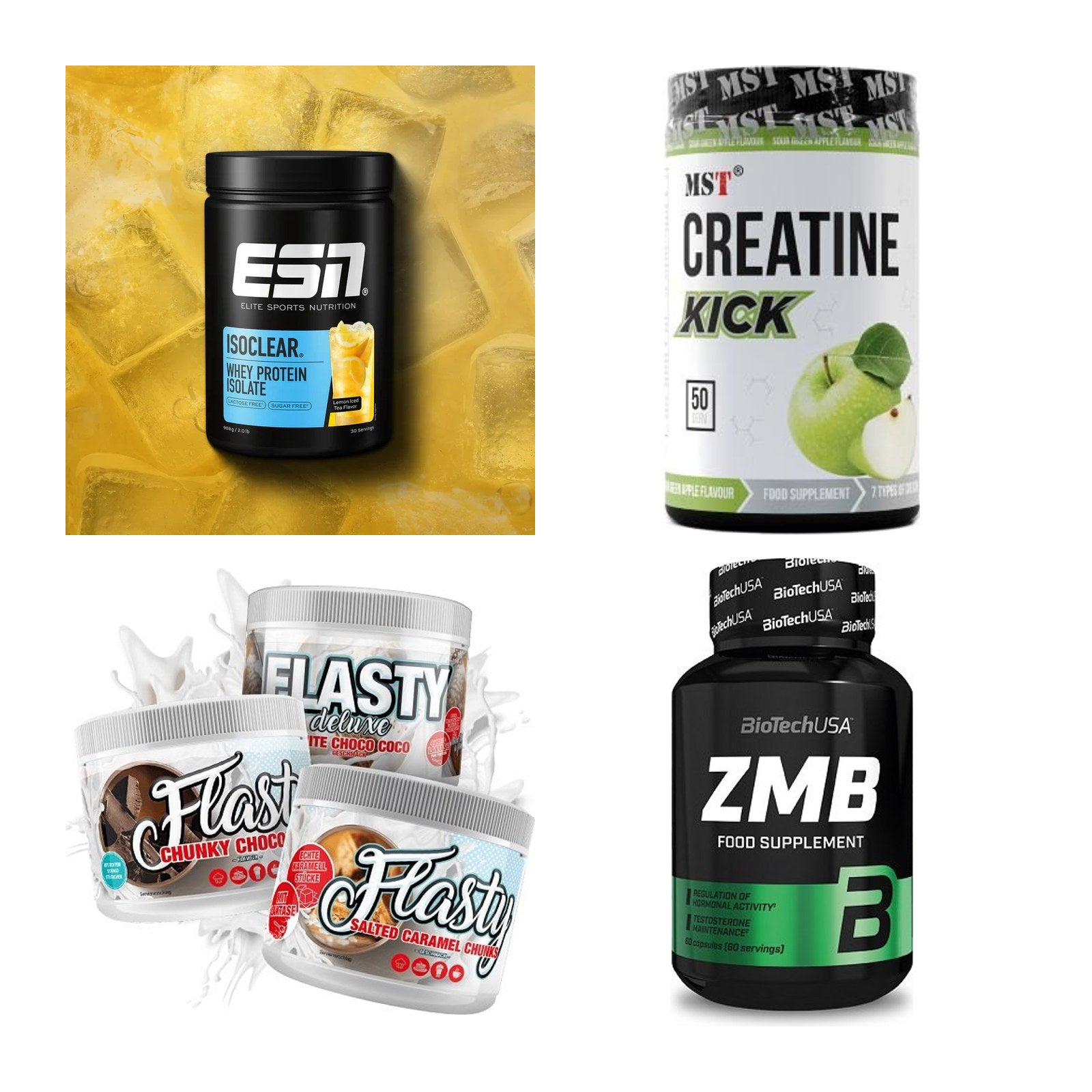 Wettkampfvorbereitung: ESN ISOCLEAR + MST Creatine + 2 weitere – alle enthaltenen Artikel
