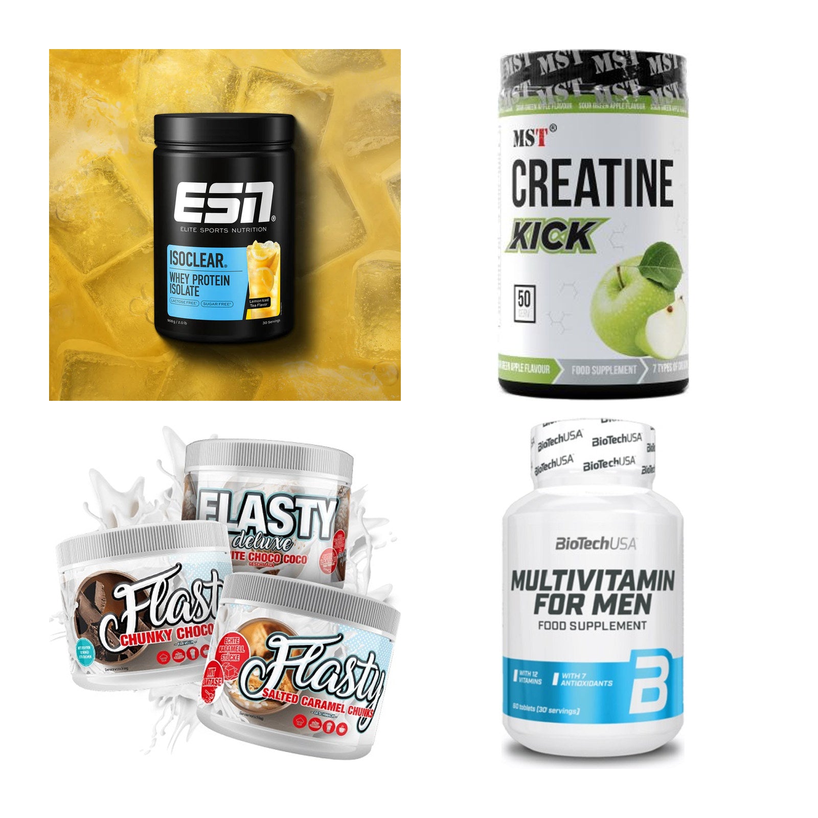 Wettkampfvorbereitung: ESN ISOCLEAR + MST Creatine + 2 weitere – alle enthaltenen Artikel