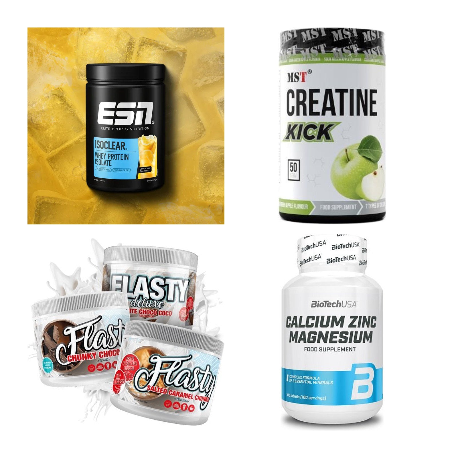 Wettkampfvorbereitung: ESN ISOCLEAR + MST Creatine + 2 weitere – alle enthaltenen Artikel