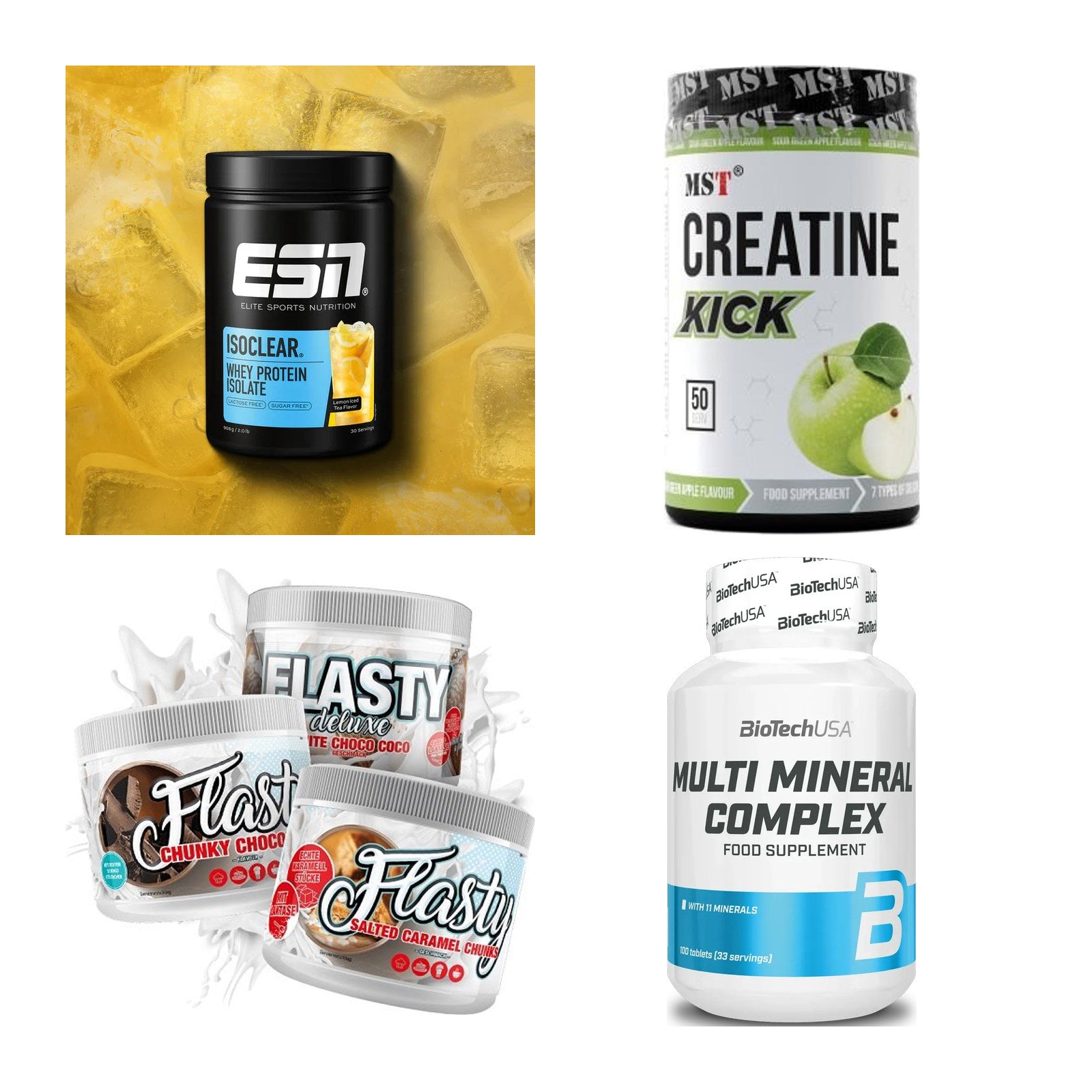 Wettkampfvorbereitung: ESN ISOCLEAR + MST Creatine + 2 weitere – alle enthaltenen Artikel