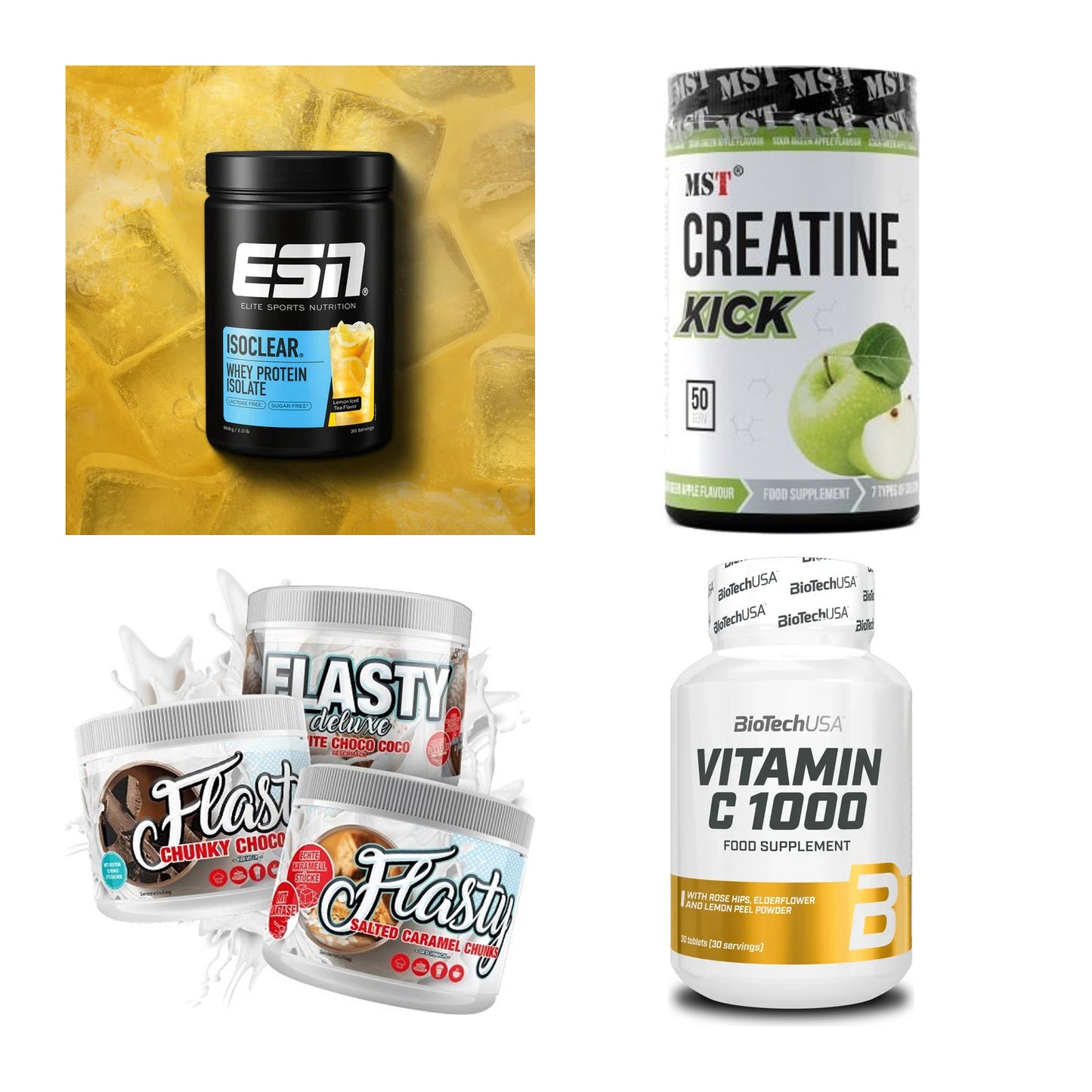 Wettkampfvorbereitung: ESN ISOCLEAR + MST Creatine + 2 weitere – alle enthaltenen Artikel