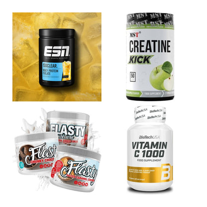 Wettkampfvorbereitung: ESN ISOCLEAR + MST Creatine + 2 weitere – alle enthaltenen Artikel