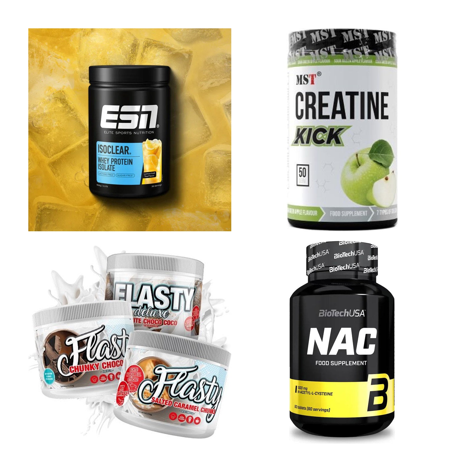 Wettkampfvorbereitung: ESN ISOCLEAR + MST Creatine + 2 weitere – alle enthaltenen Artikel