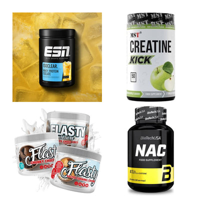 Wettkampfvorbereitung: ESN ISOCLEAR + MST Creatine + 2 weitere – alle enthaltenen Artikel