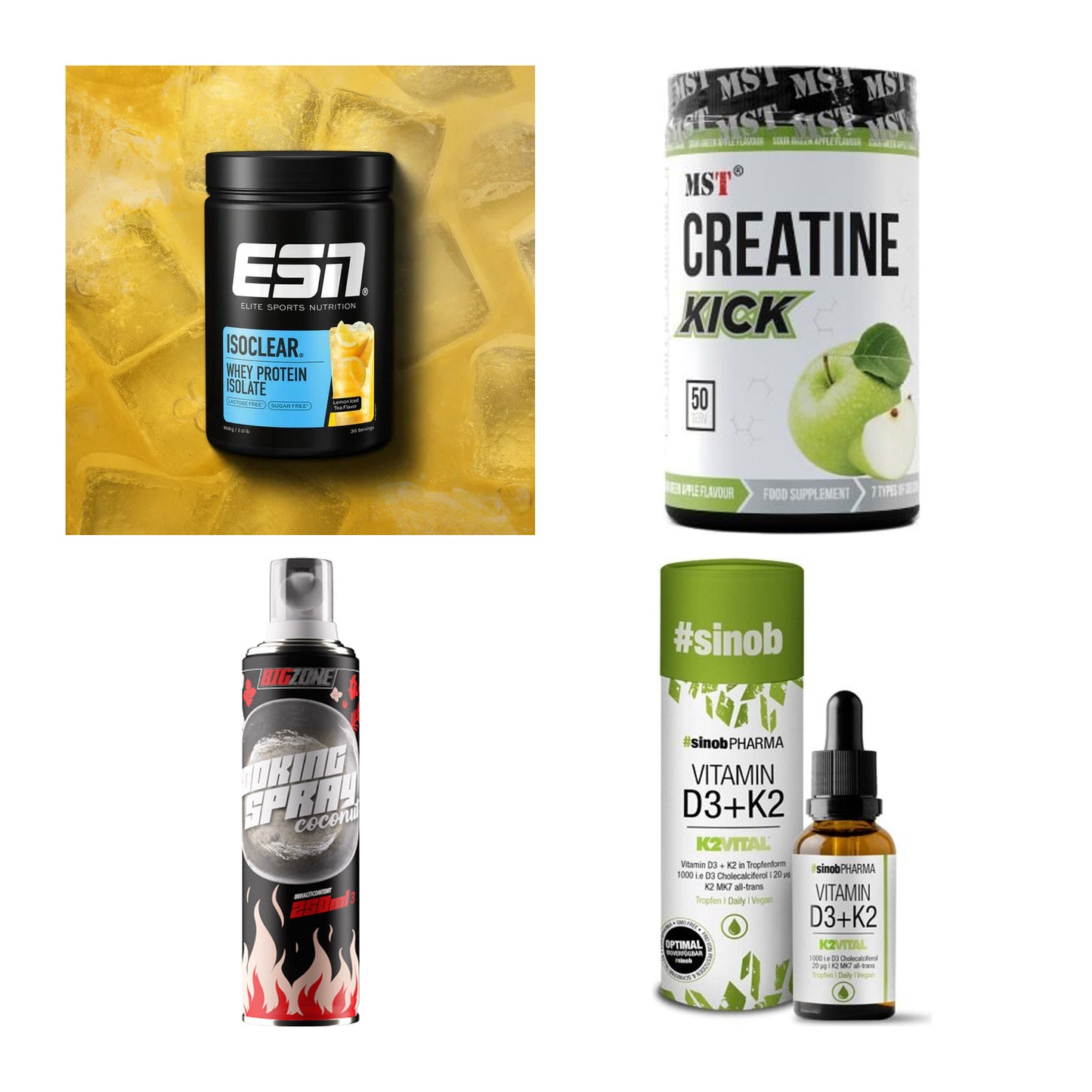 Wettkampfvorbereitung: ESN ISOCLEAR + MST Creatine + 2 weitere – alle enthaltenen Artikel