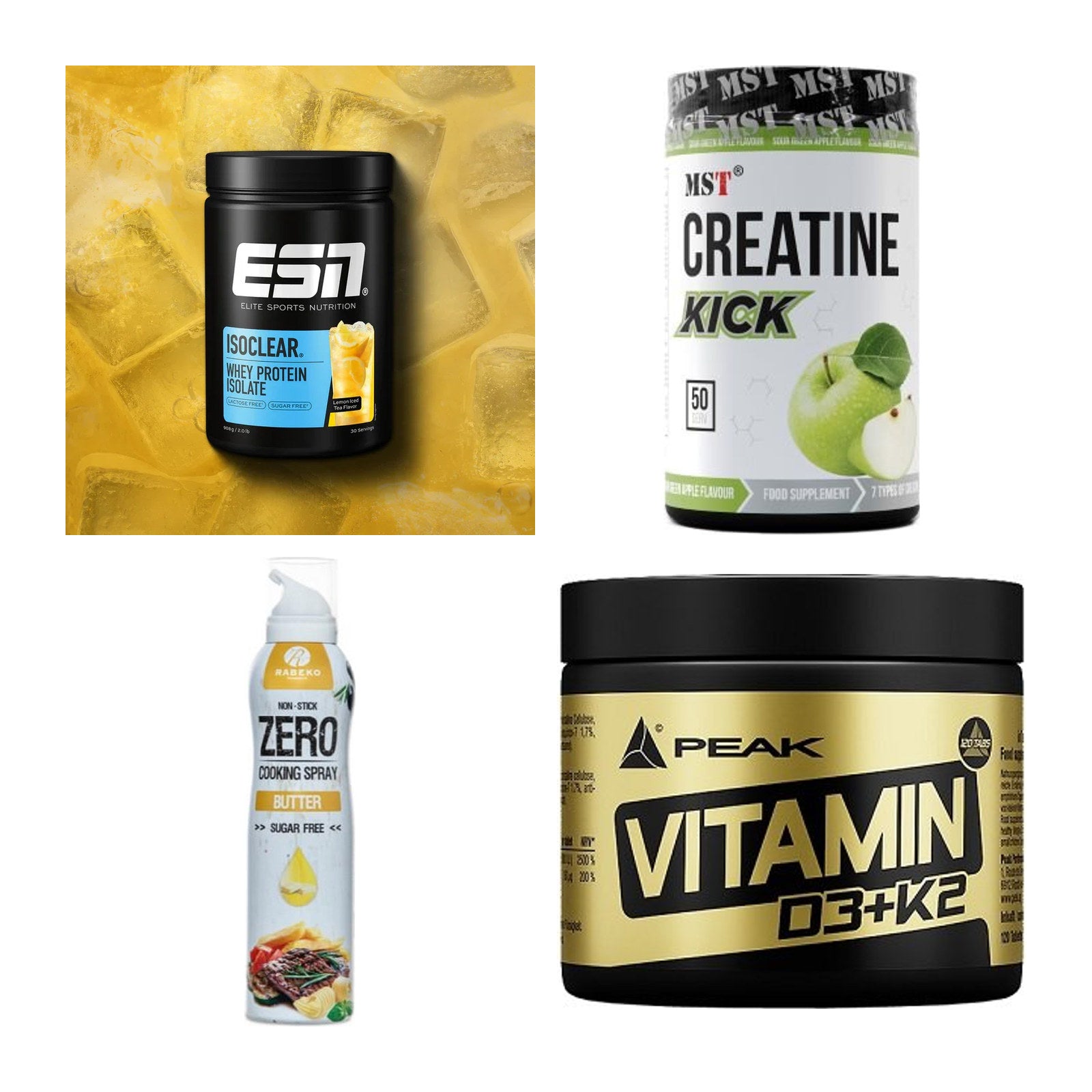 Wettkampfvorbereitung: ESN ISOCLEAR + MST Creatine + 2 weitere – alle enthaltenen Artikel