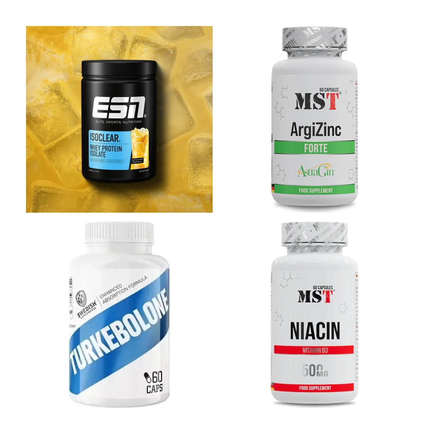 Wettkampfvorbereitung: ESN ISOCLEAR + MST ArgiZinc + 2 weitere – alle enthaltenen Artikel