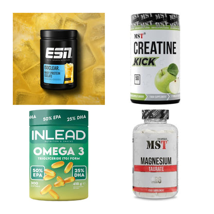 Wettkampfvorbereitung: ESN ISOCLEAR + MST Creatine + 2 weitere – alle enthaltenen Artikel