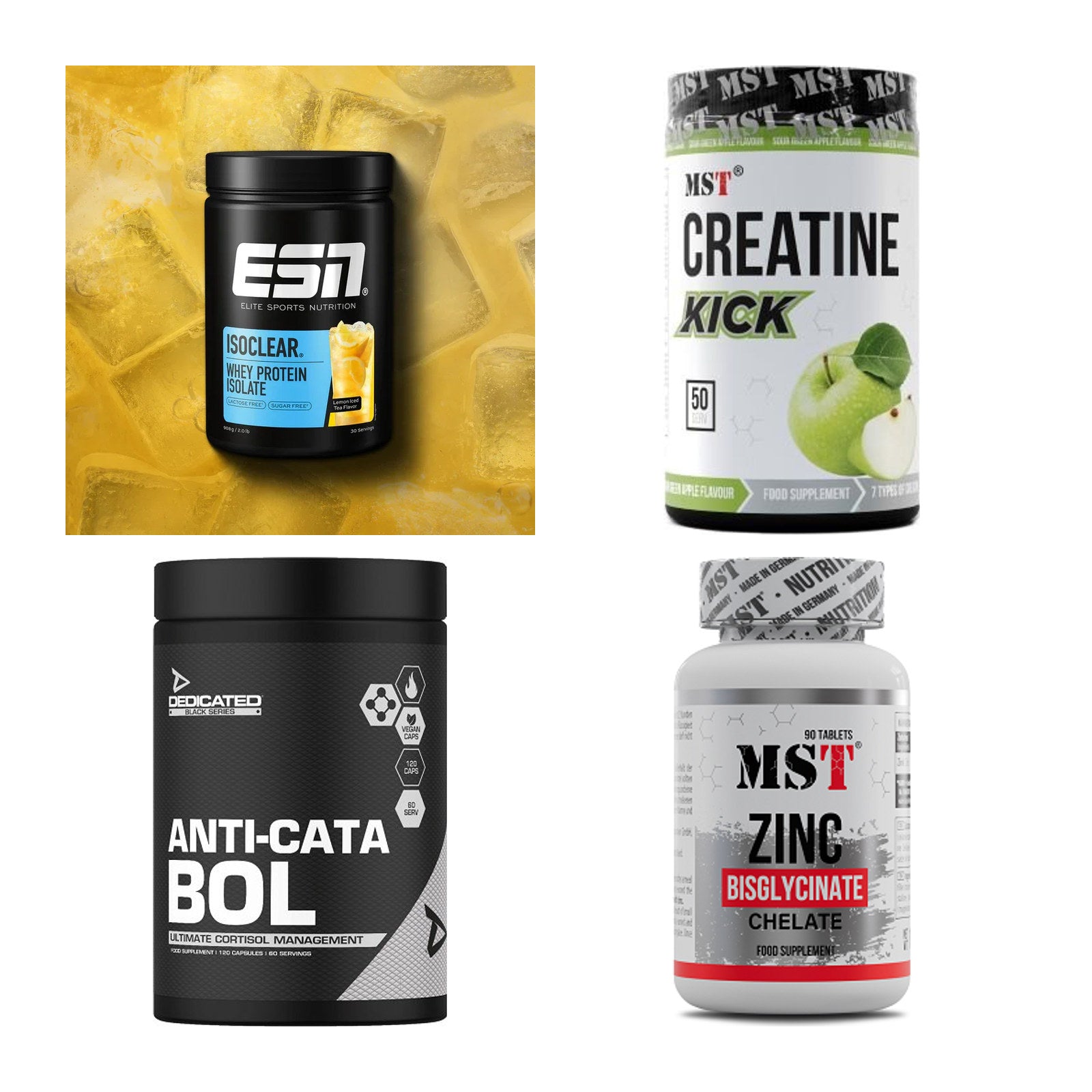 Wettkampfvorbereitung: ESN ISOCLEAR + MST Creatine + 2 weitere – alle enthaltenen Artikel