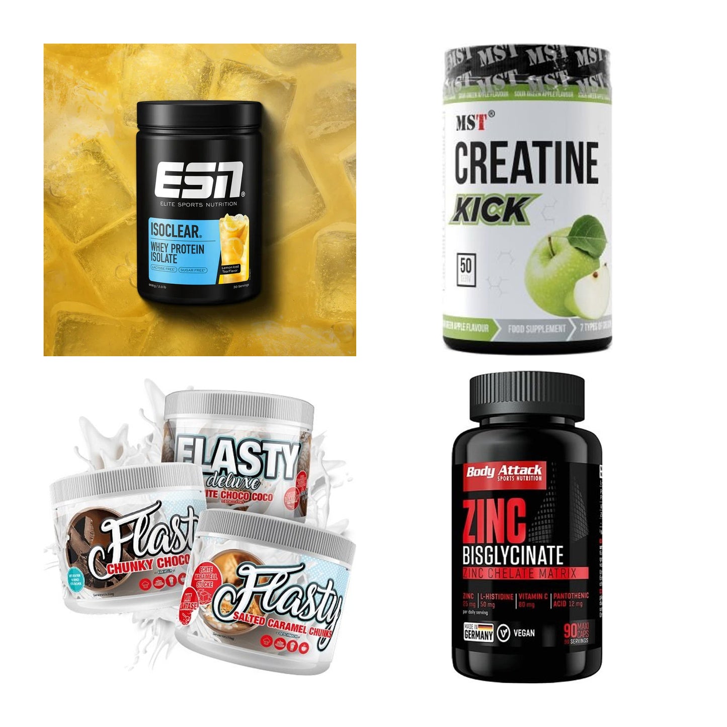 Wettkampfvorbereitung: ESN ISOCLEAR + MST Creatine + 2 weitere – alle enthaltenen Artikel