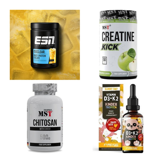 Wettkampfvorbereitung: ESN ISOCLEAR + MST Creatine + 2 weitere – alle enthaltenen Artikel
