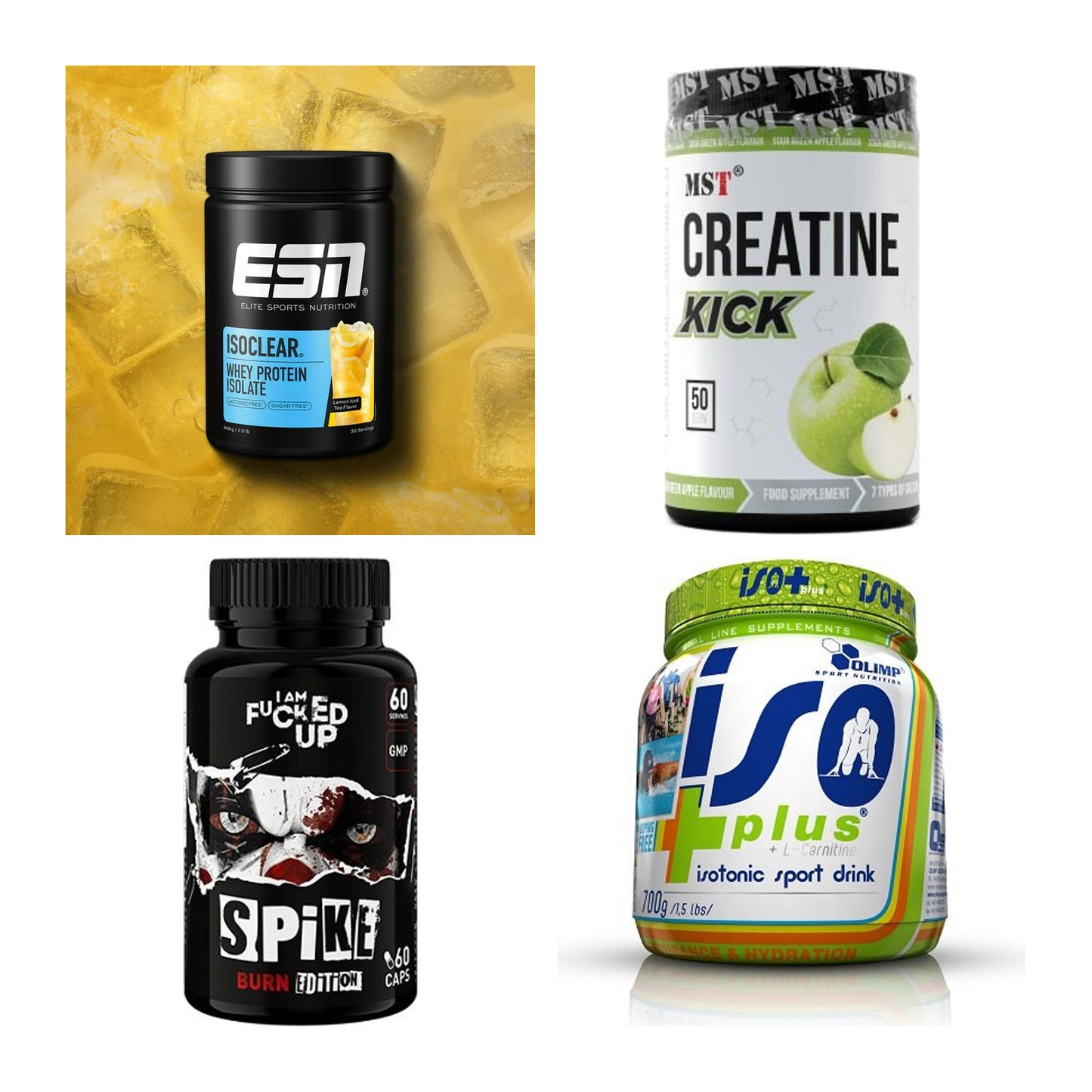 Wettkampfvorbereitung: ESN ISOCLEAR + MST Creatine + 2 weitere – alle enthaltenen Artikel