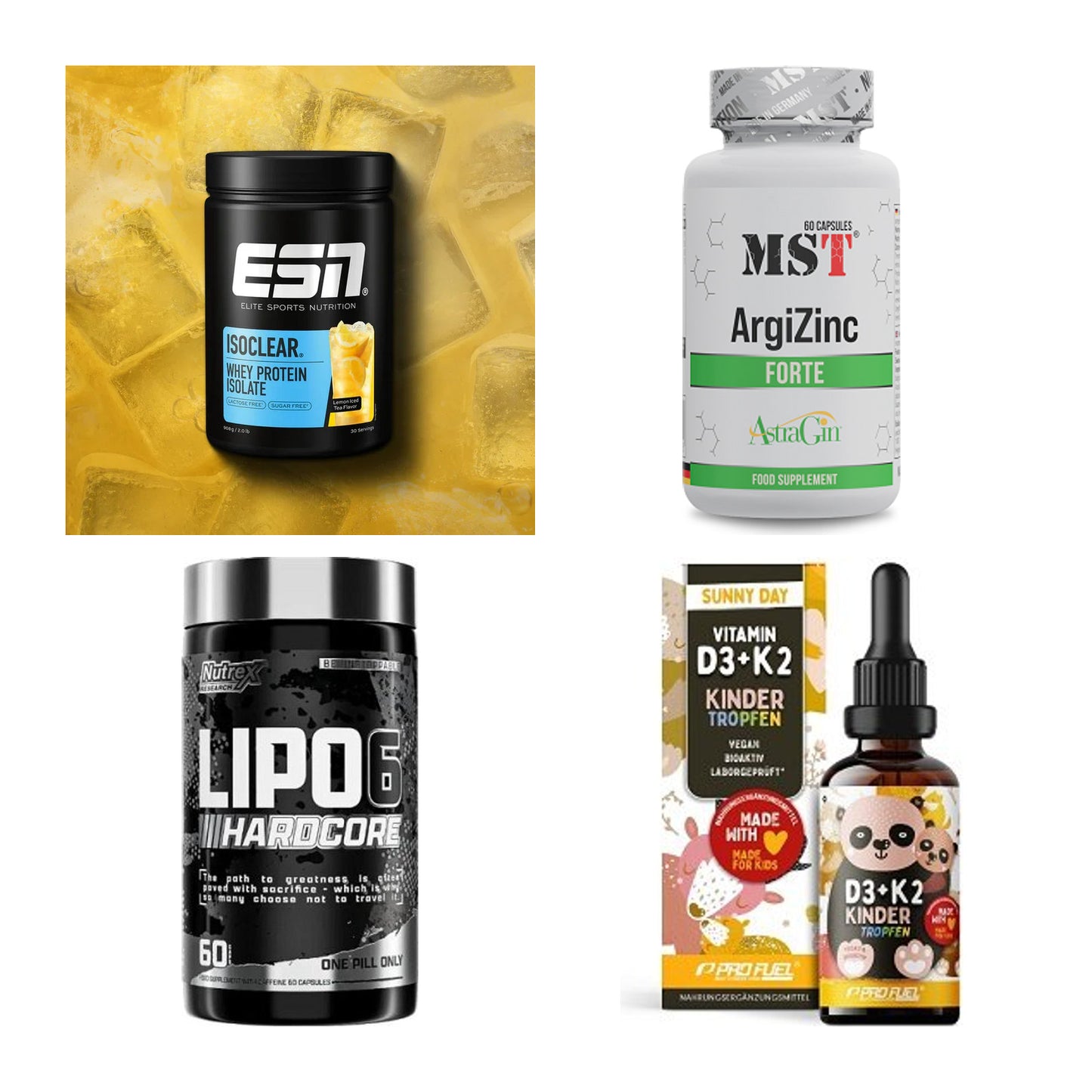 Wettkampfvorbereitung: ESN ISOCLEAR + MST ArgiZinc + 2 weitere – alle enthaltenen Artikel