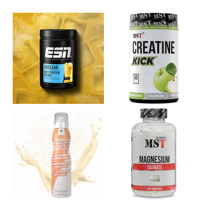Wettkampfvorbereitung: ESN ISOCLEAR + MST Creatine + 2 weitere – alle enthaltenen Artikel
