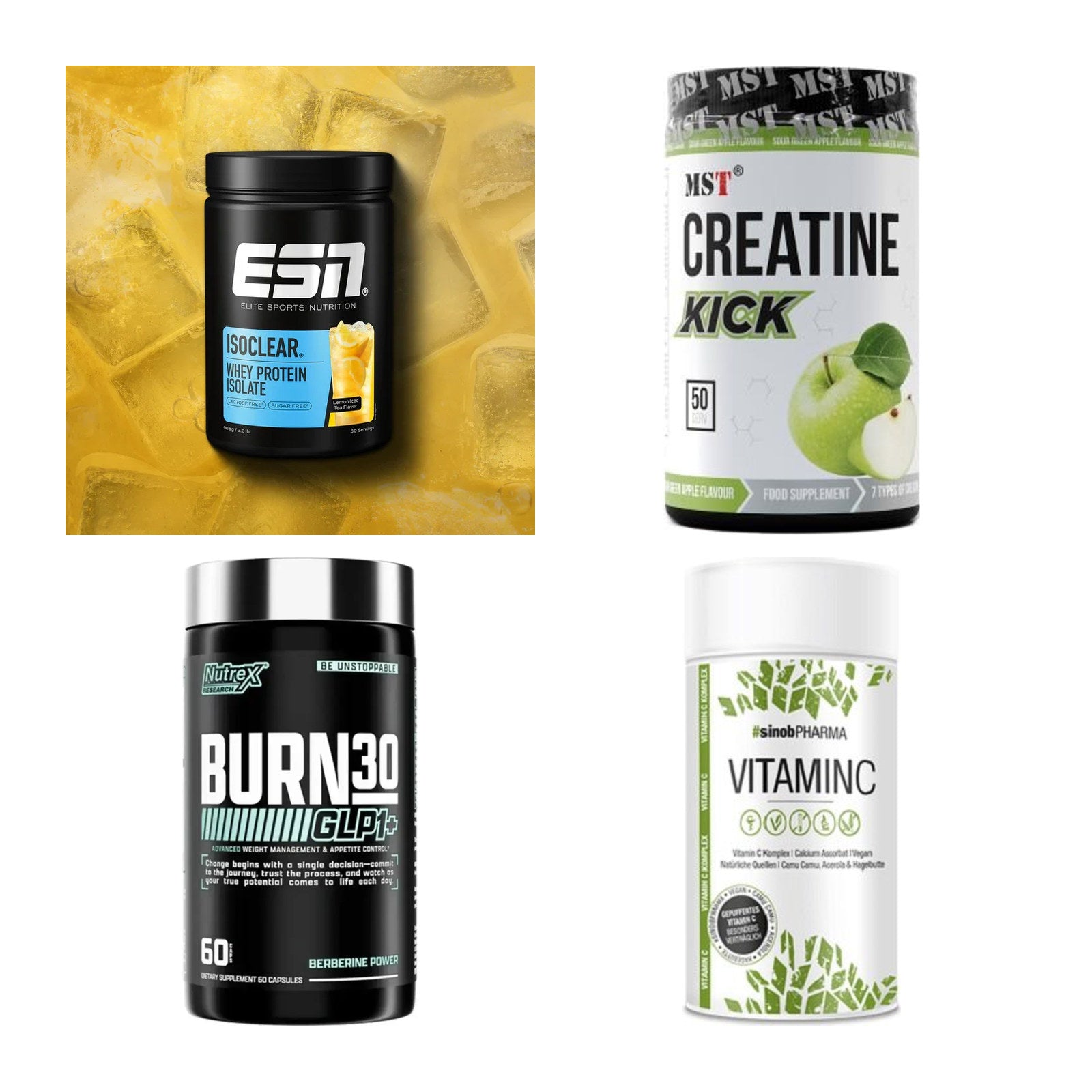 Wettkampfvorbereitung: ESN ISOCLEAR + MST Creatine + 2 weitere – alle enthaltenen Artikel