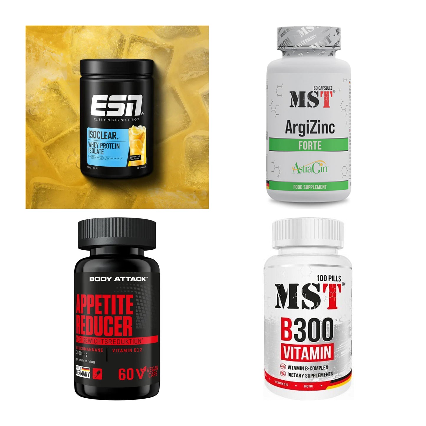 Wettkampfvorbereitung: ESN ISOCLEAR + MST ArgiZinc + 2 weitere – alle enthaltenen Artikel