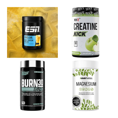 Wettkampfvorbereitung: ESN ISOCLEAR + MST Creatine + 2 weitere – alle enthaltenen Artikel