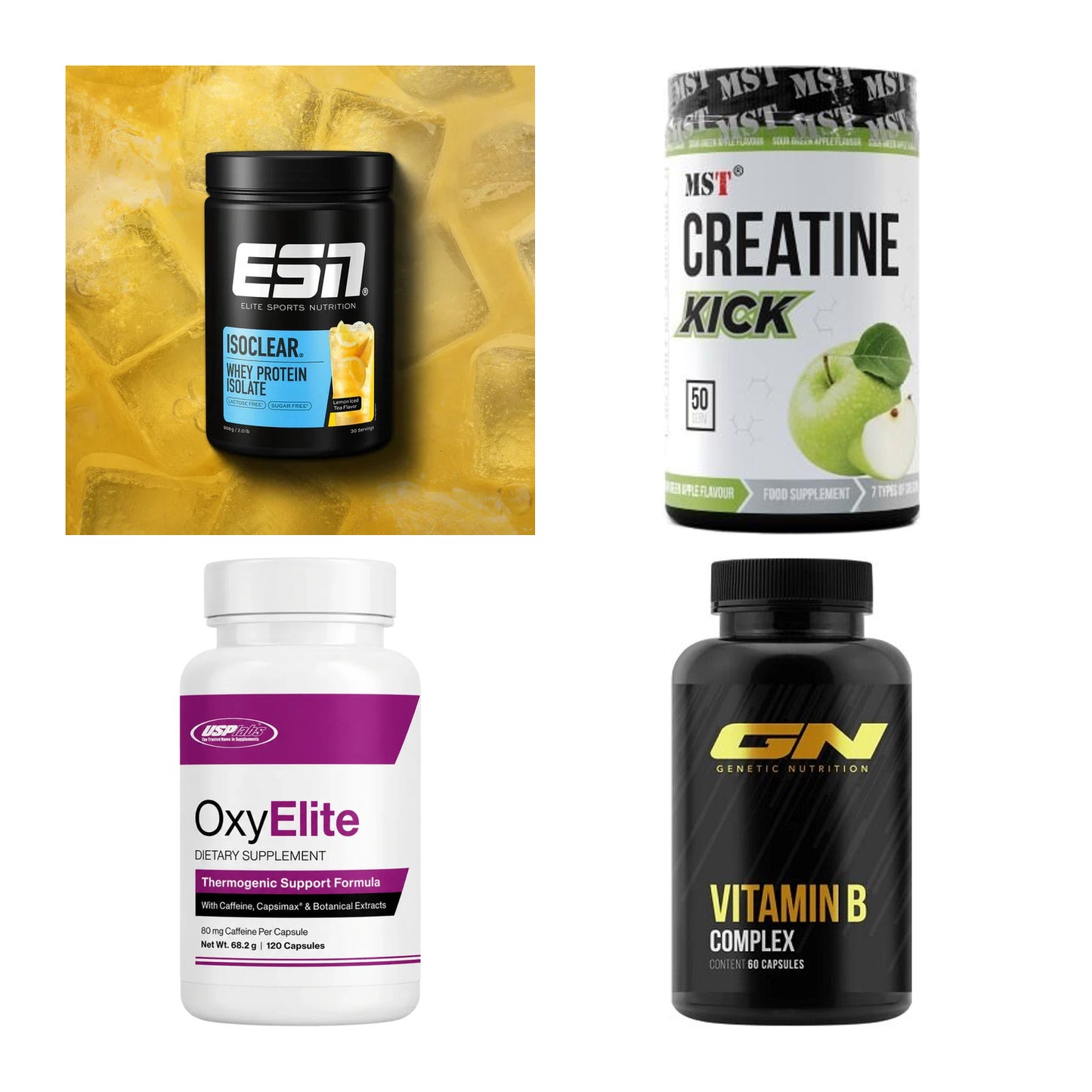 Wettkampfvorbereitung: ESN ISOCLEAR + MST Creatine + 2 weitere – alle enthaltenen Artikel
