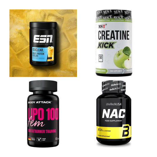 Wettkampfvorbereitung: ESN ISOCLEAR + MST Creatine + 2 weitere – alle enthaltenen Artikel