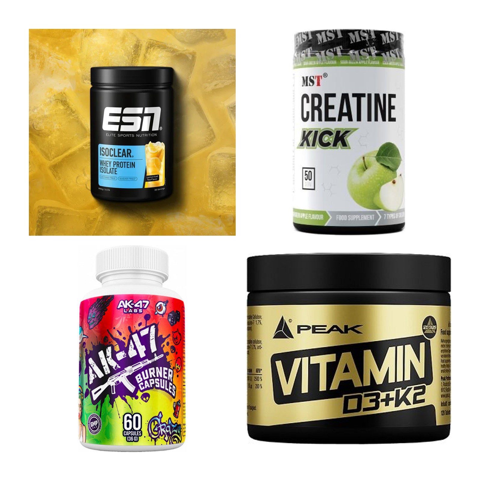 Wettkampfvorbereitung: ESN ISOCLEAR + MST Creatine + 2 weitere – alle enthaltenen Artikel
