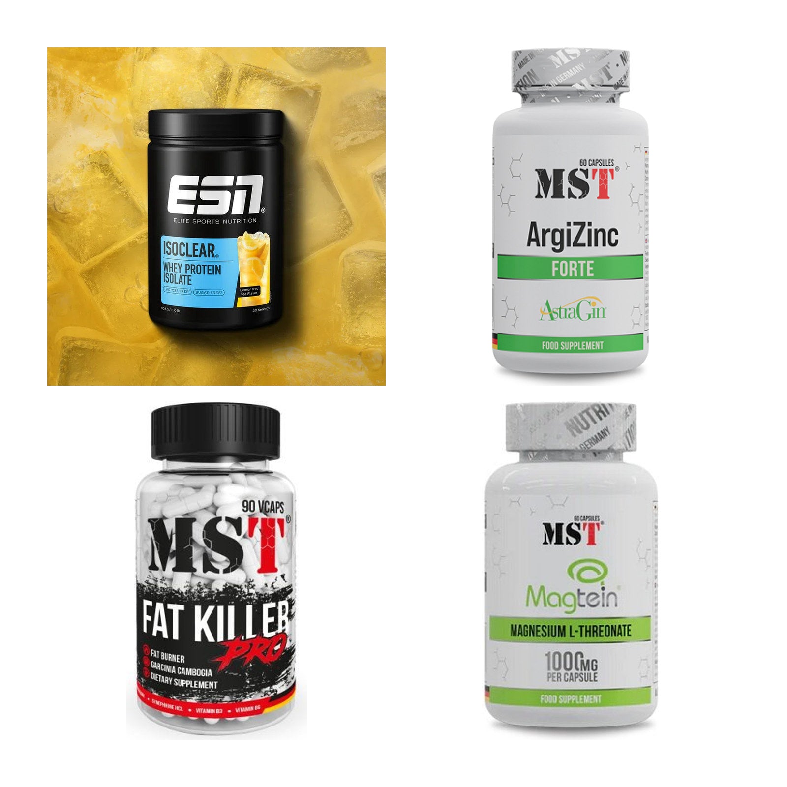 Wettkampfvorbereitung: ESN ISOCLEAR + MST ArgiZinc + 2 weitere – alle enthaltenen Artikel